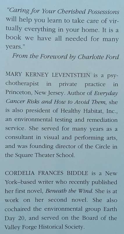 Caring For Your Cherished Possessions | Mary Kerney Levenstein & Cordelia Frances Biddle