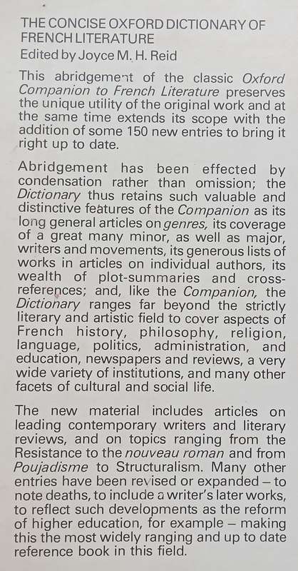 The Concise Oxford Dictionary of French Literature | Joyce M. H. Reid