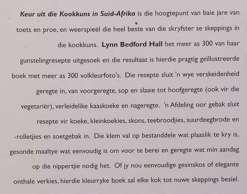Keur Uit die Kookkuns in Suid-Afrika (Afrikaans) | Lynn Bedford Hall