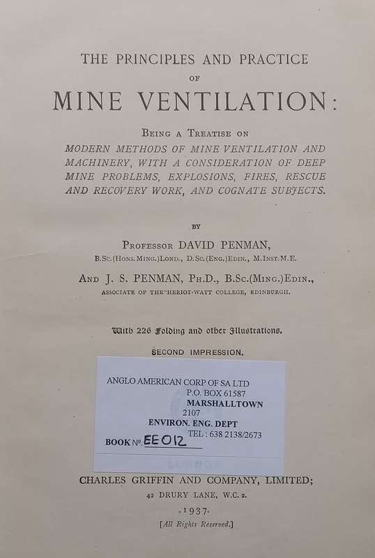The Principles and Practice of Mine Ventilation (Published 1937) | David Penman & J. S. Penman