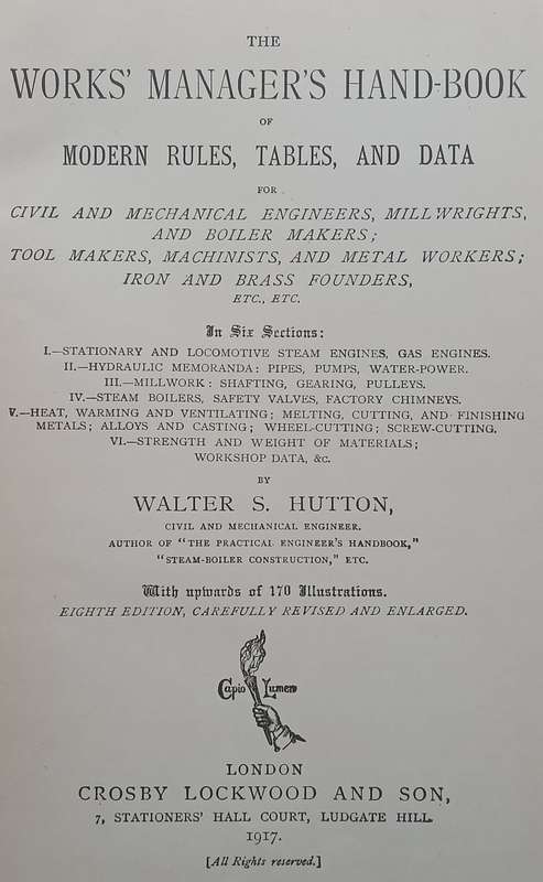 The Works Managers Hand-Book of Modern Rules, Tables and Data (Published 1917) | Walter S. ...