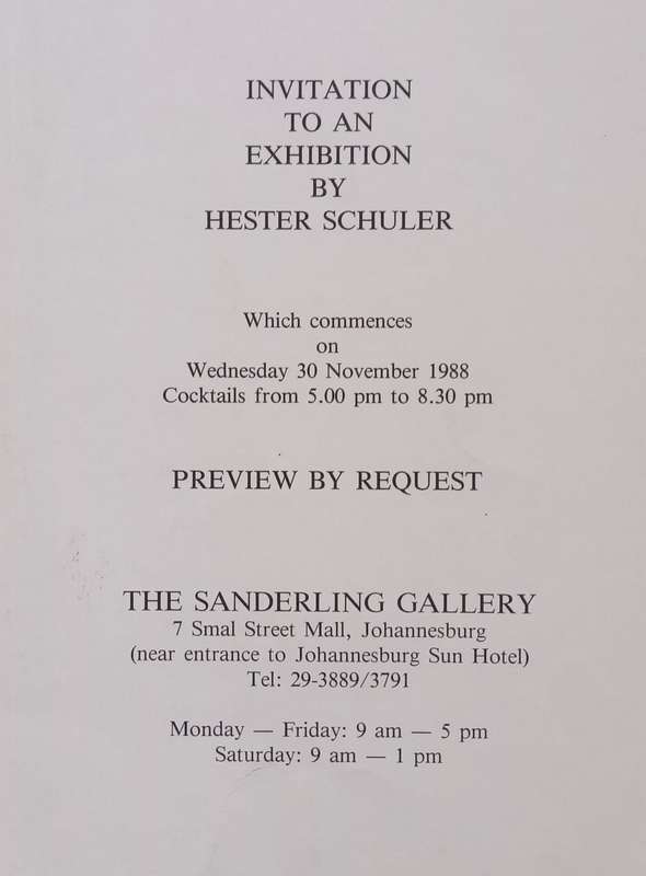 Hester Schuler (Invitation to an Exhibition of her Work)