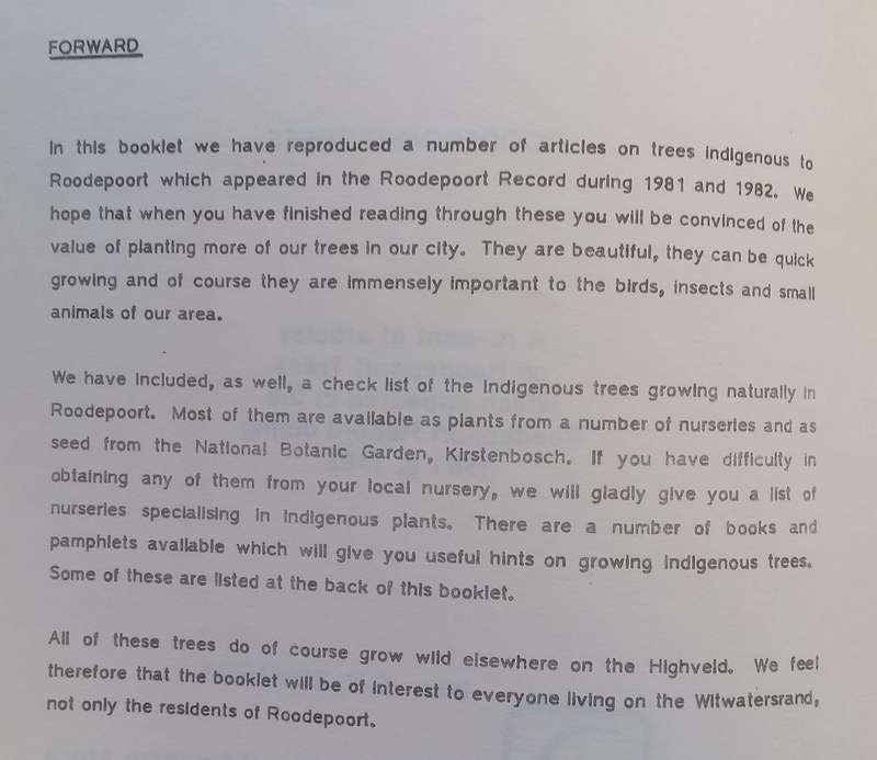 Roodepoort Trees: Some Trees Indigenous to the Witwatersrand | C. R. Edwards
