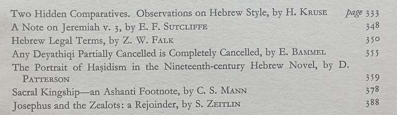Journal of Semitic Studies (Vol. 5, No. 4, October 1960)