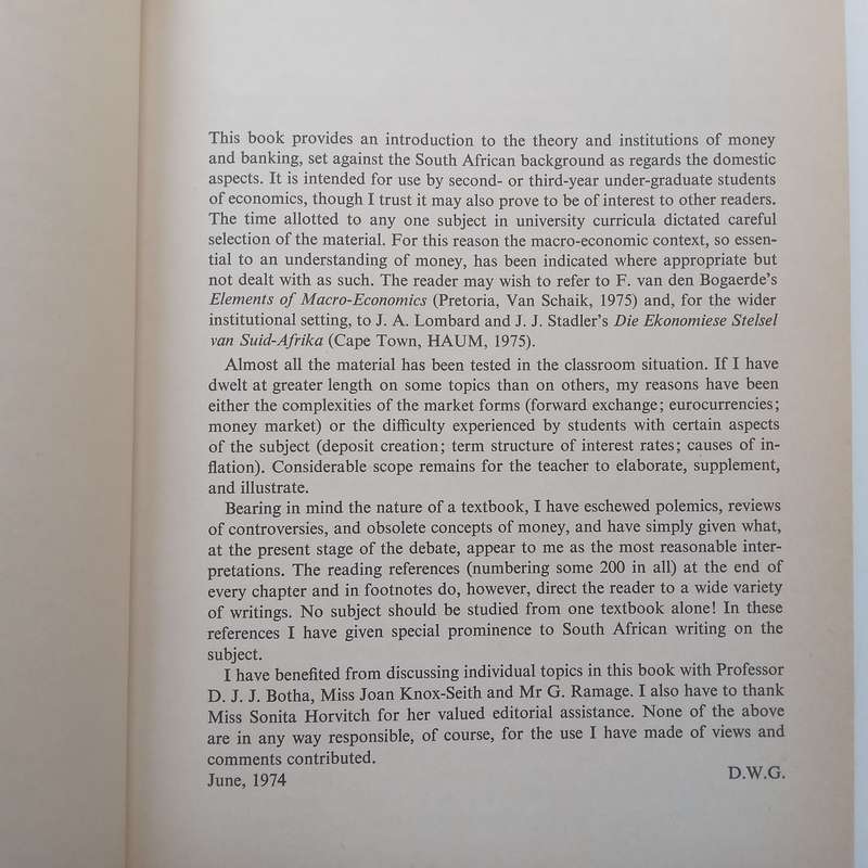 Money and Banking | D. W. Goedhuys