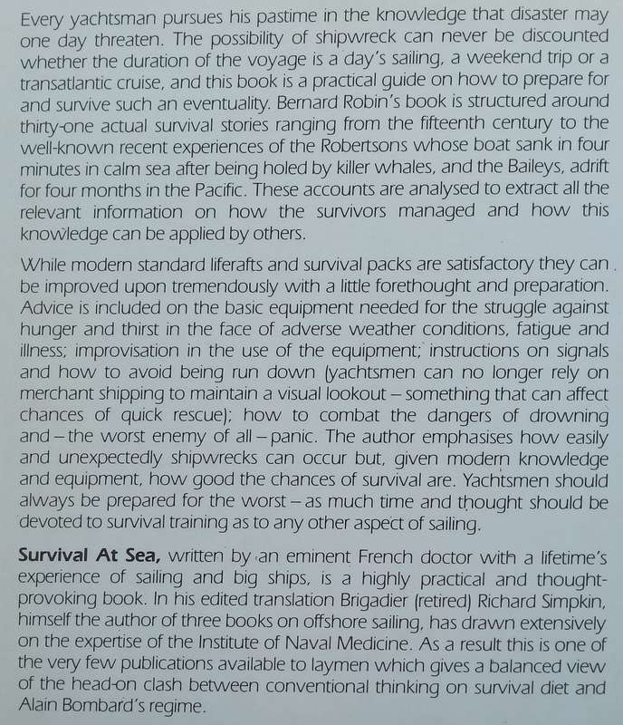 Survival at Sea: A Practical Manual for Yachtsmen | Bernard Robin