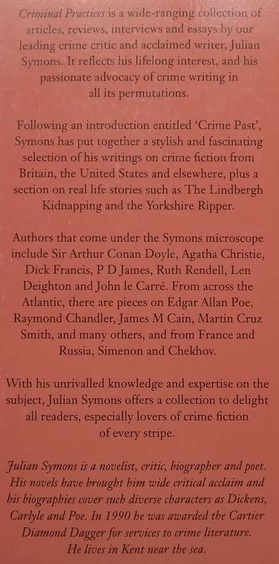 Criminal Practices: Symons on Crime Writing, 60s to 90s (Copy of Stephen Gray) | Julian Symons