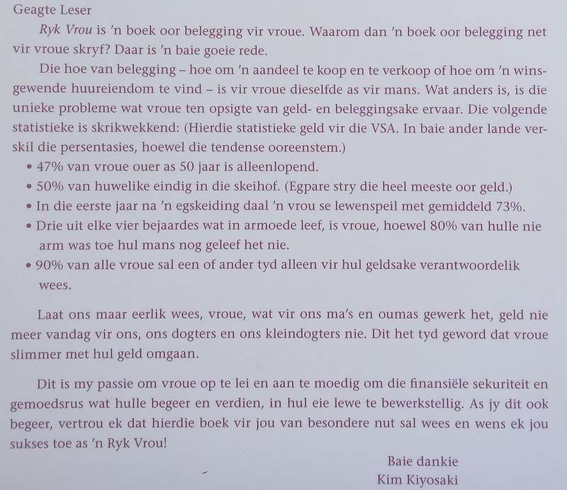 Ryk Vrou: n Boek oor Belegging vir Vroue (Afrikaans) | Kim Kiyosaki