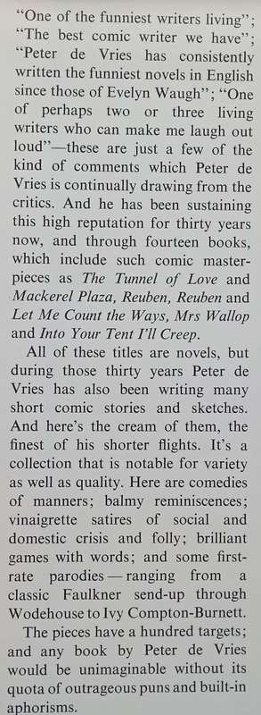 Without a Stich in Time (First Edition, 1974) | Peter de Vries