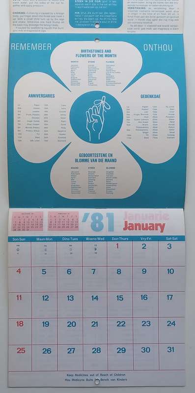 New Market Meat Co. 1981 Calender (With Recipes and First Aid Hints and Useful Tips)<br data-mce-...