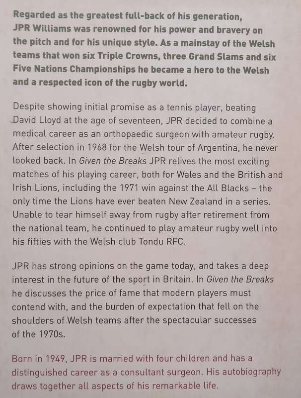 JPR: Given the Breaks, My Life in Rugby | J. P. R. Williams