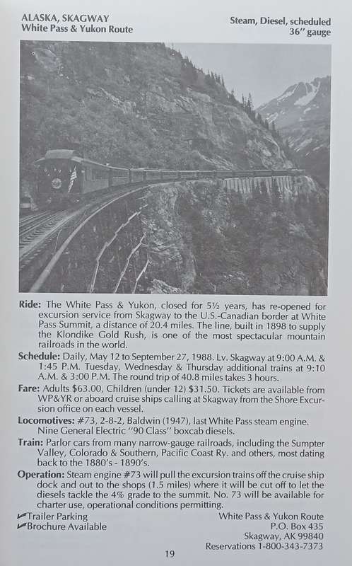 Steam Passenger Directory Including Electric Lines and Museums (23rd Annual Edition, 1988) | Marv...