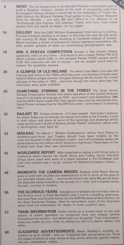 Steam Railway, with Supplement (No. 85 May 1987)