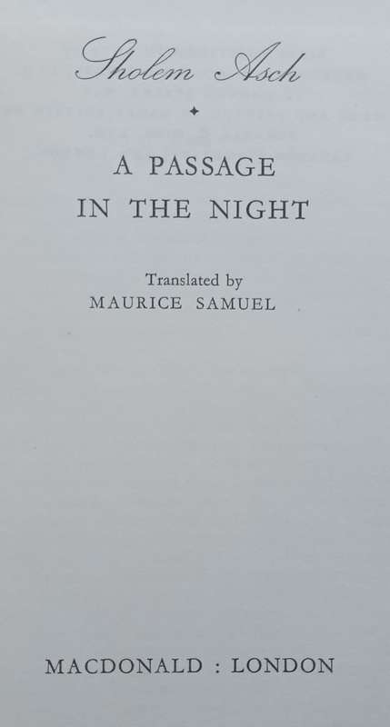 A Passage in the Night | Sholem Asch