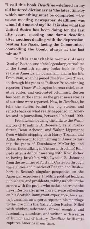 Deadline: A Memoir | James Reston