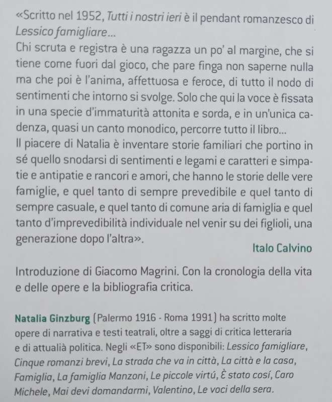 Tutti i Nostri Ieri (Italian) | Natalia Ginzburg