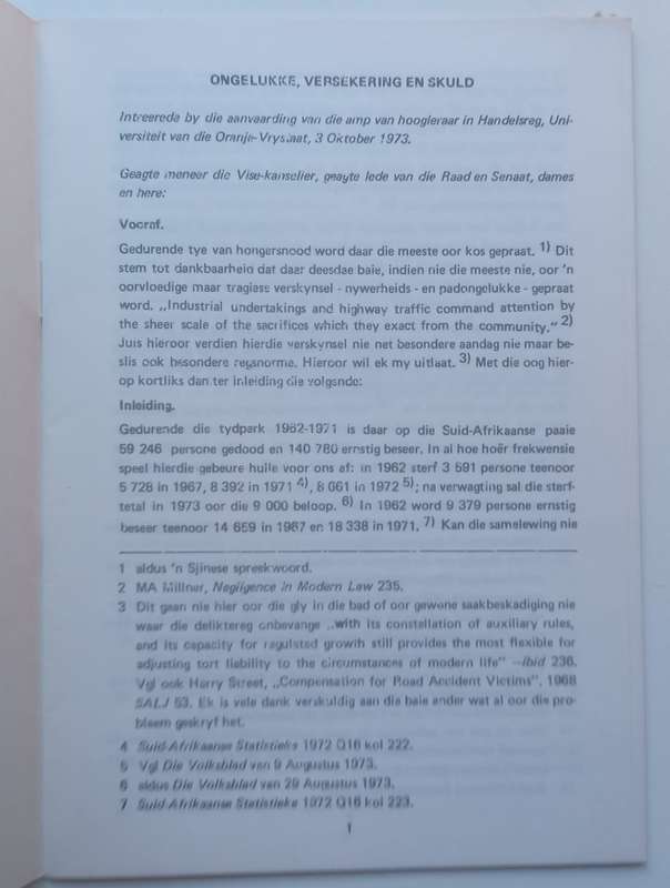 Ongelukke, Versekering end Skuld (Afrikaans) | H. J. van der Westhuizen