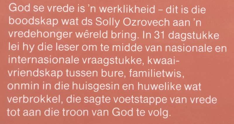 Vrede vir Julle (Afrikaans) | Solly Ozrovech
