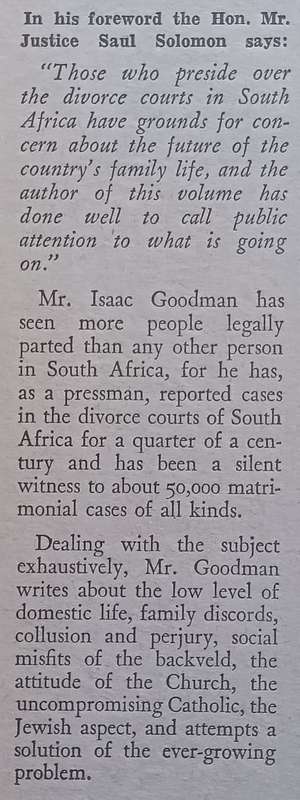 Divorce! A Survey of a Grave Social Problem in South Africa | Isaac Goodman