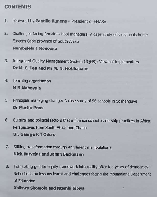 Managing Change in Education (EMASA Conference Mini-Journal, April 2006)