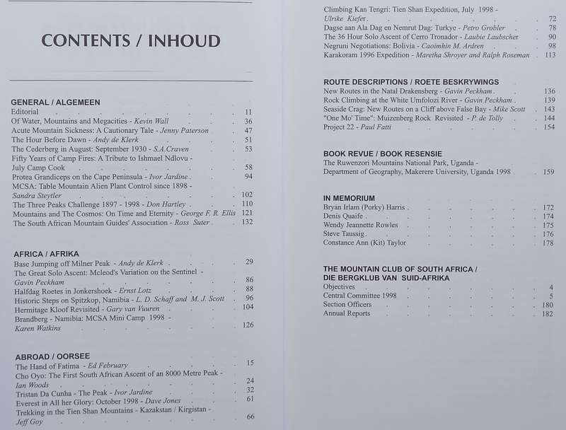 The Journal of the Mountain Club of South Africa (No. 101, 1998)