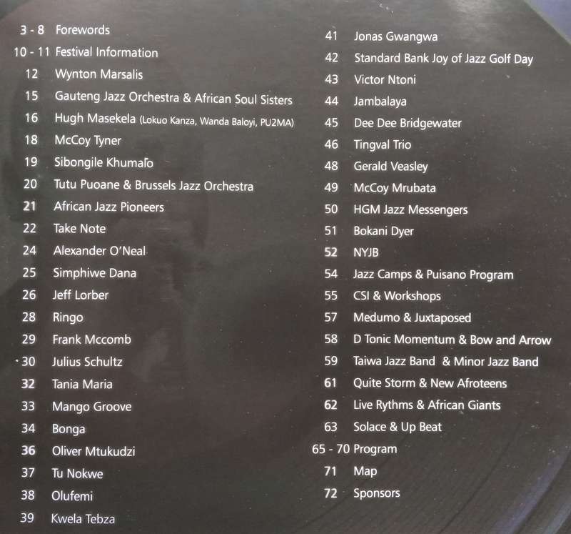 Standard Bank Joy of Jazz Joburg 2011 Official Programme