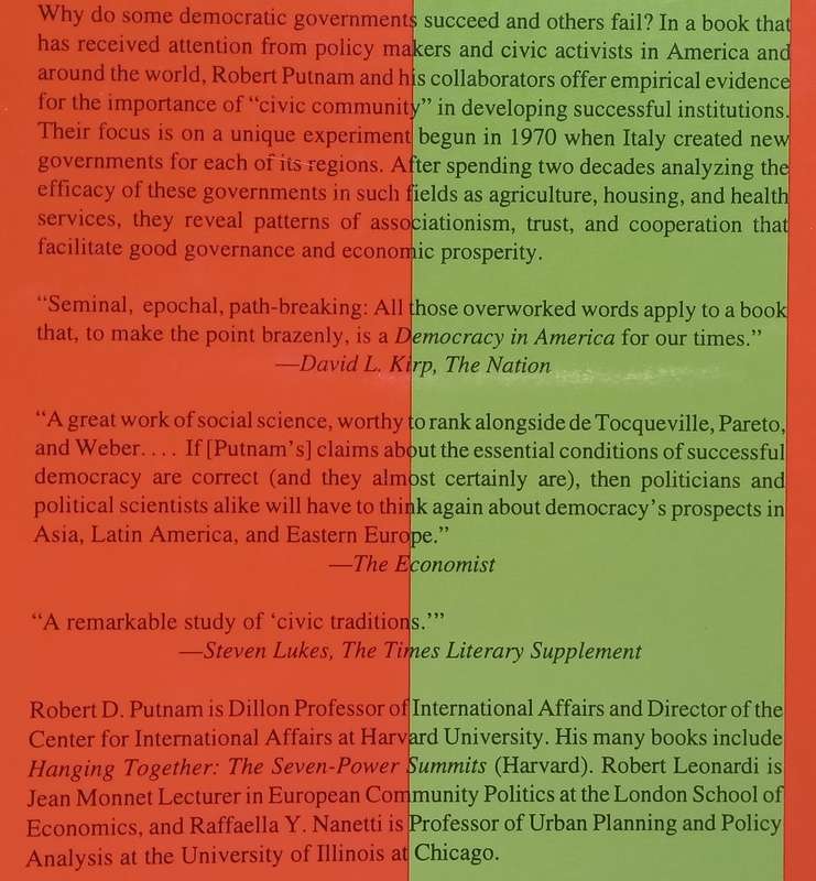 Making Democracy Work: Civic Traditions in Modern Italy | Robert D. Putnam
