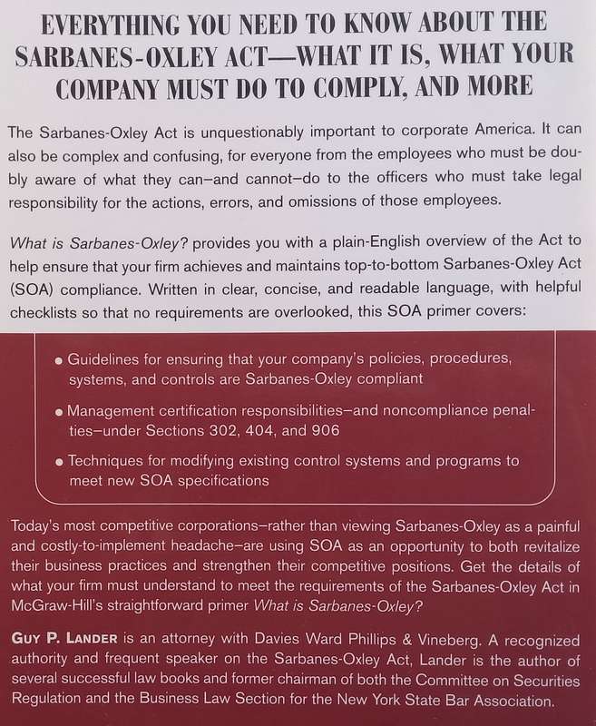 What is Sarbanes-Oxley? | Guy P. Lander