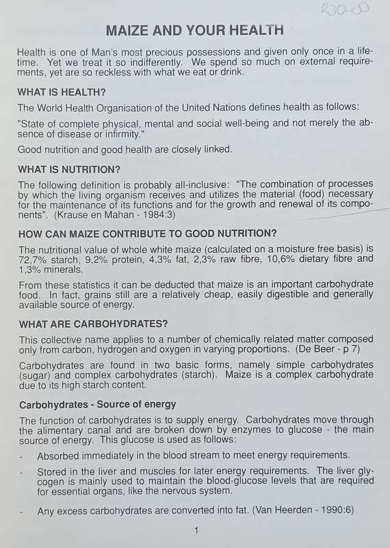 Maize and Your Health (English/Afrikaans Edition)