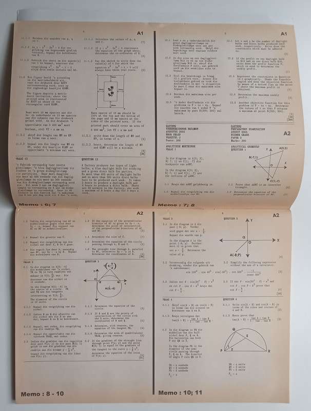 Mathematics Grade 12 Papers with Solutions, Higher Grade, 2006 (English/Afrikaans Text)