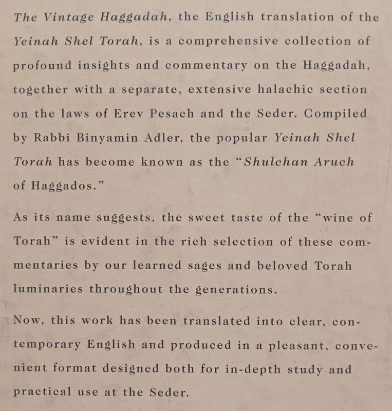 The Vintage Haggadah Yeinah Shel Torah