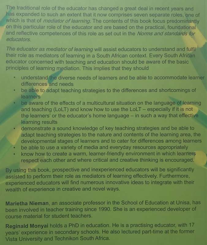 The Educator as Mediator of Learning | M. M. Nieman & R. B. Monyai