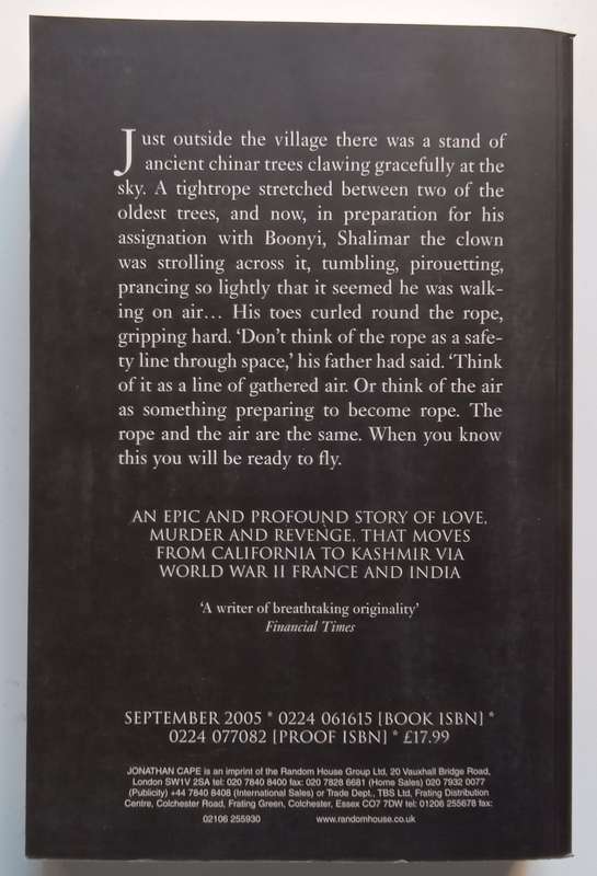 Shalimar the Clown (Proof Copy, Book Longlisted for the Booker Prize) | Salman Rushdie
