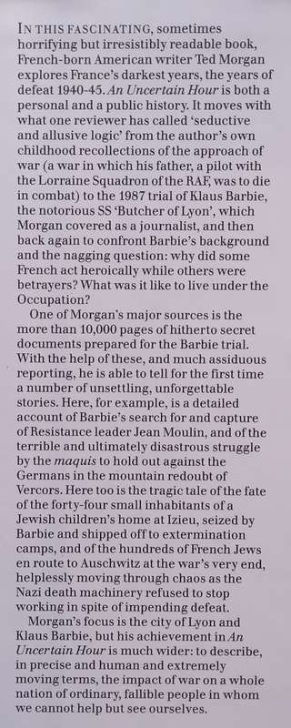 An Uncertain Hour: The French, the Germans, the Jews, the Klaus Barbie Trial, and the City of Lyo...