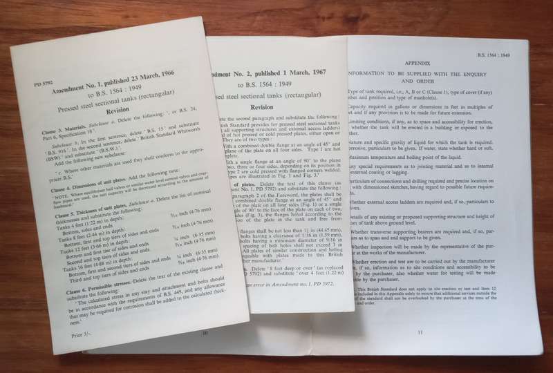 Pressed Steel Sectional Tanks, Rectangular (British Standards)