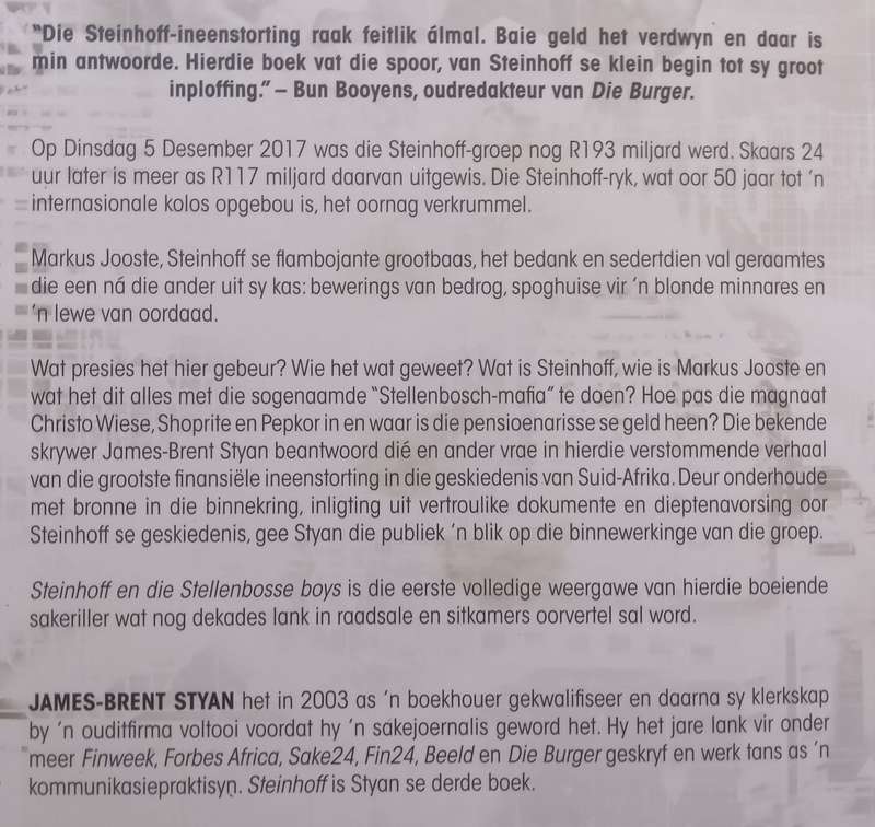 Steinhoff en die Stellenbosse Boys (Afrikaans, with Loosely Inserted Errata Sheet) | James-Brent ...