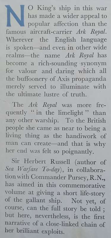 Ark Royal: The Story of a Famous Ship (Published 1942) | Sir Herbert Russell