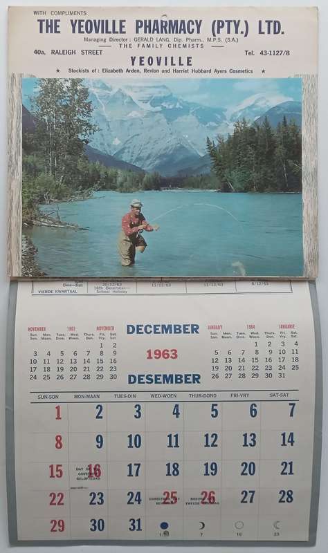 The Yeoville Pharmacy 1963 Calender (With Recipes and First Aid Hints and Useful Tips)