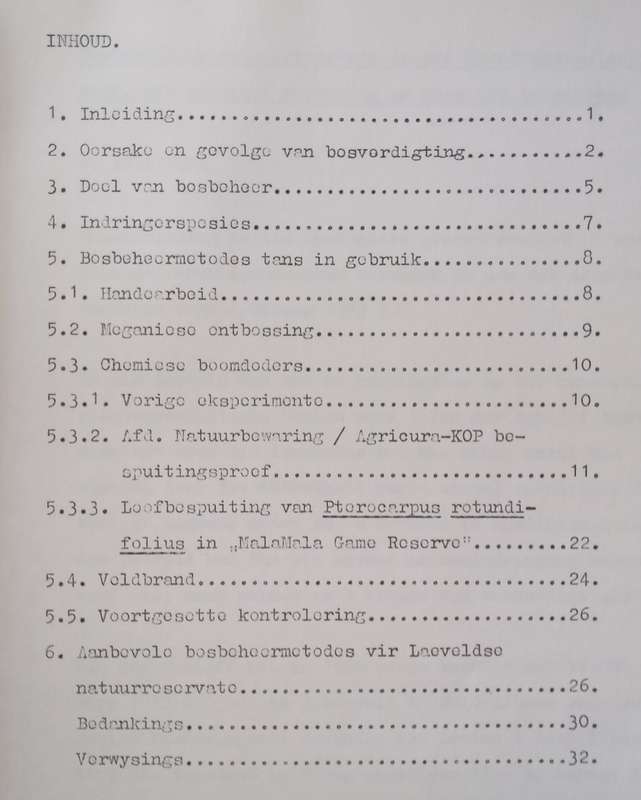 Bosbeheer op Natuurreservate in die Oos-Transvaalse Laeveld, Met Spesiale Verwysing na Chemiese B...