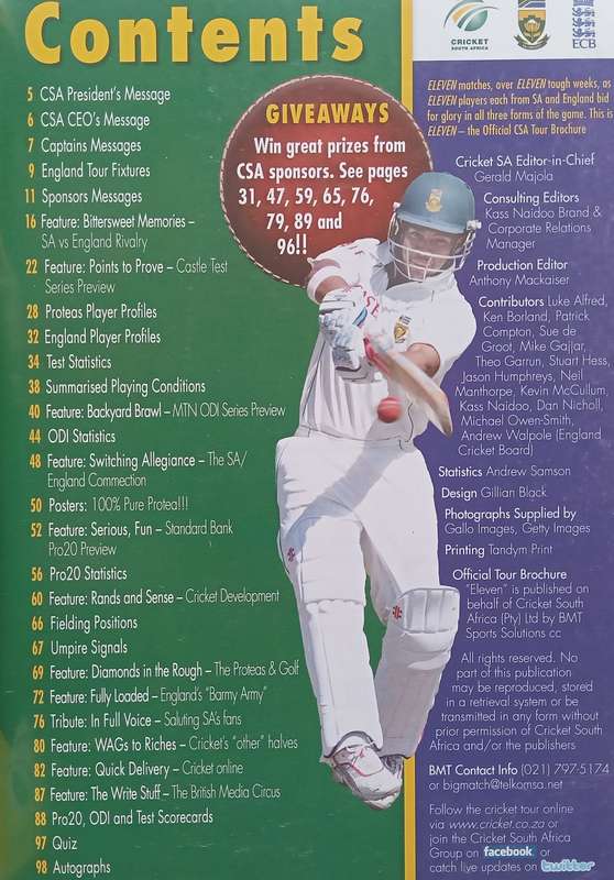 Eleven: Official Souvenir Brochure of the 2009/2010 England Tour to South Africa