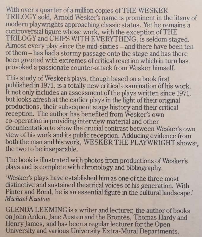 Wesker: The Playwright | Glenda Leeming