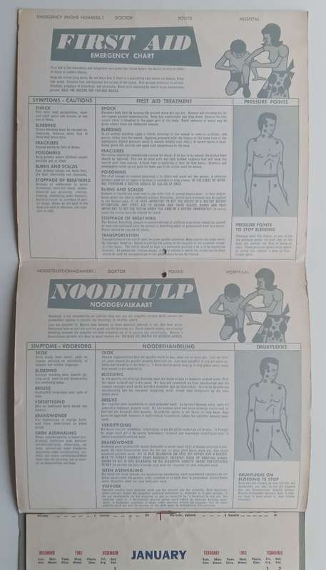 The Yeoville Pharmacy 1963 Calender (With Recipes and First Aid Hints and Useful Tips)