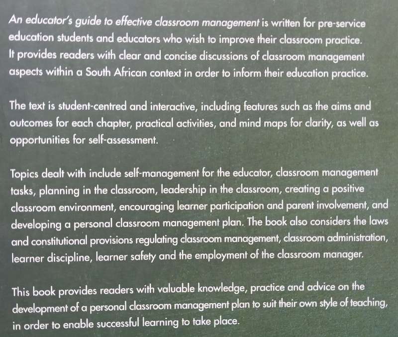 An Educators Guide to Effective Classroom Management | S. A. Coetzee, et al.