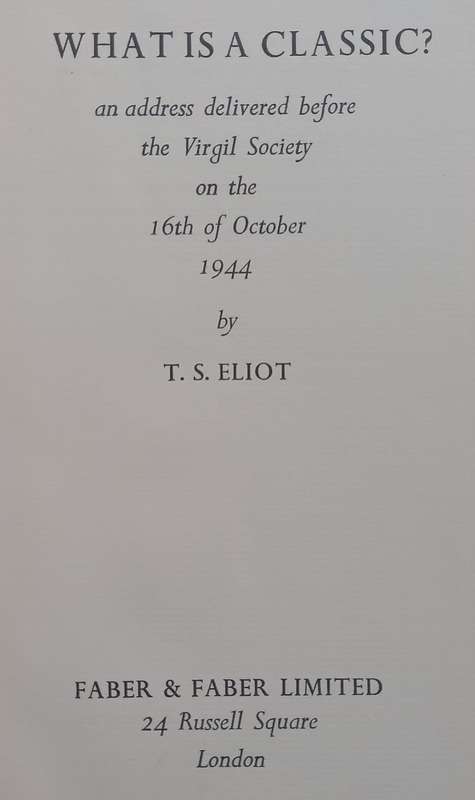 What is a Classic? | T. S. Eliot