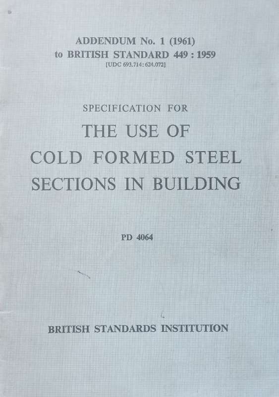 Specification for the Use of Cold Formed Steel Sections in Buildings (British Standards)