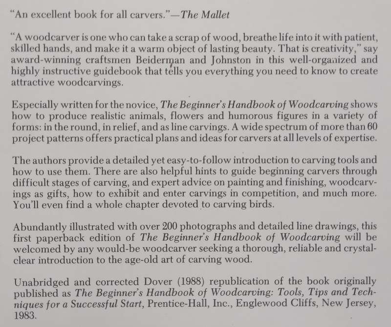 The Beginners Handbook of Woodcarving | Charles Beiderman & William Johnston
