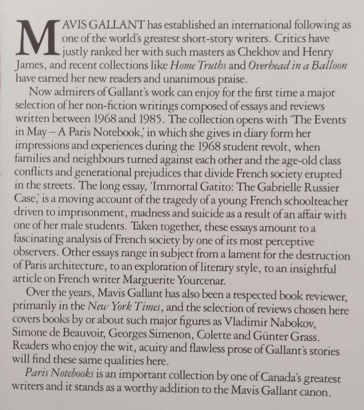 Paris Notebooks: Essays and Reviews | Mavis Gallant