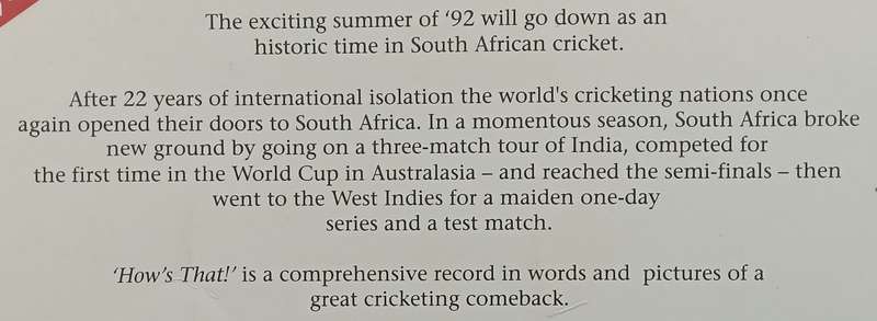 Hows That! On Tour with South Africa in India, the World Cup and the West Indies (The Argus So...