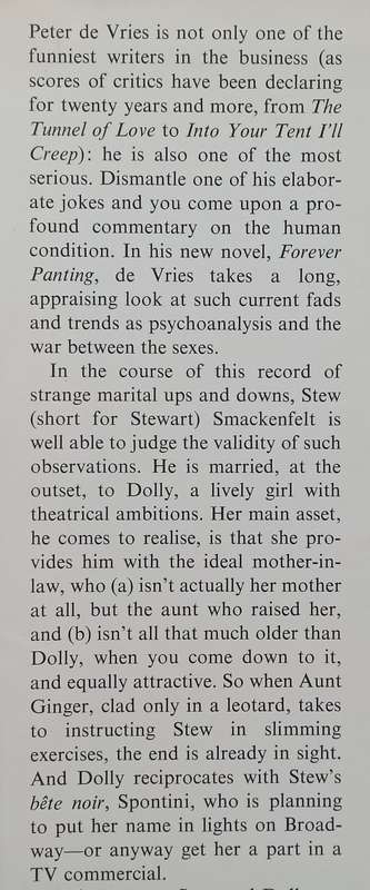 Forever Panting (First Edition, 1973) | Peter de Vries