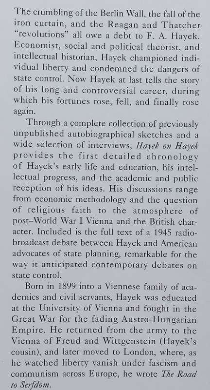Hayek on Hayek: An Autobiographical Dialogue | Stephen Kresge & Leif Wenar (Eds.)